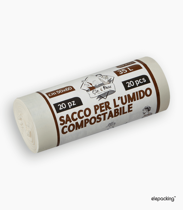 Sacco Pattumiera per Umido Compostabile 50×60 cm – Elepacking